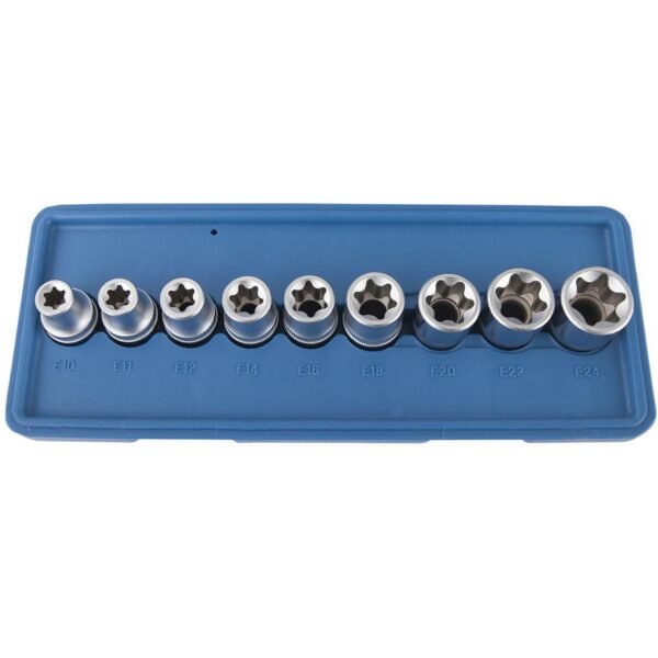 Coffret douilles 1/2" torx e10 a e24 (9 pcs)